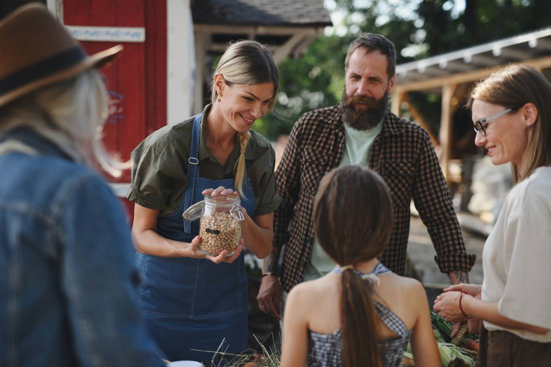 Sharing the harvest at the farmer's market